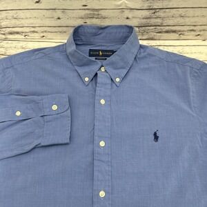 Polo Ralph Lauren Men's Classic Fit Long Sleeve Button-Up Shirt XL Blue Stretch